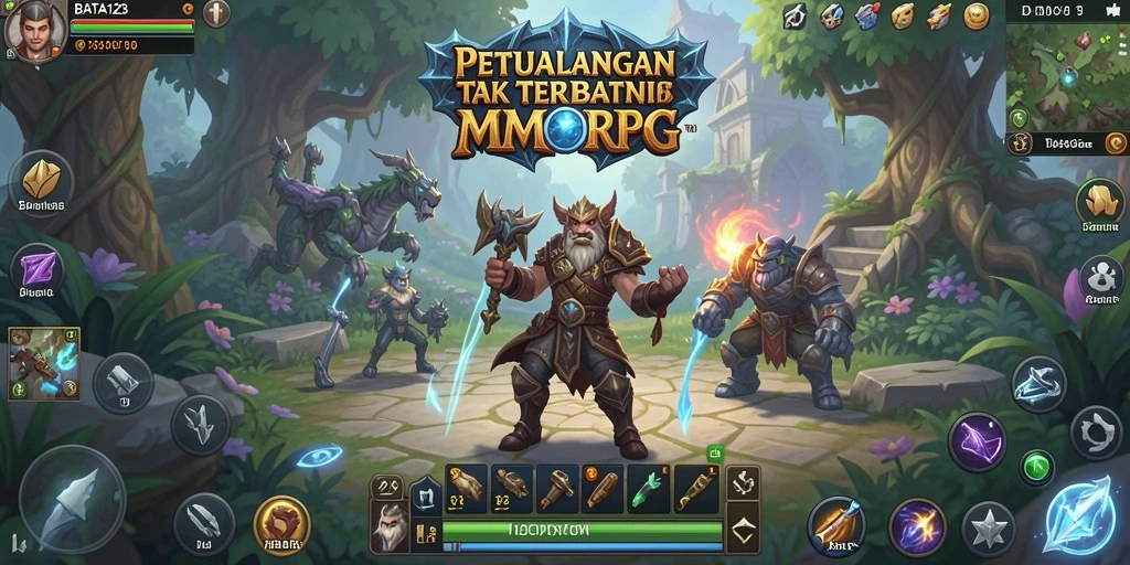 Screenshot utama BATA123 menampilkan pertarungan epik dalam dunia MMORPG.