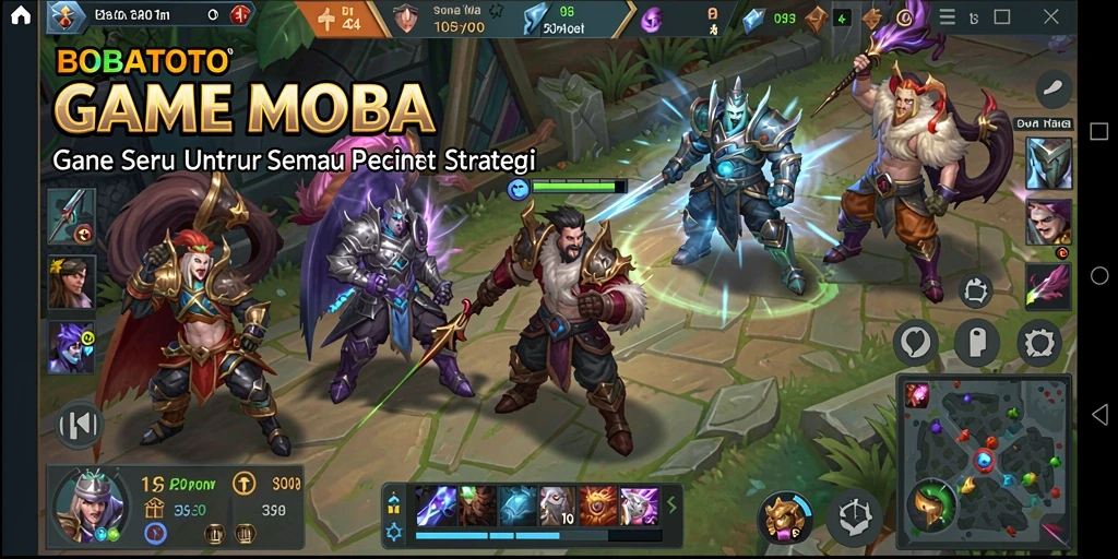 Tampilan seru dari gameplay BOBATOTO di arena MOBA.
