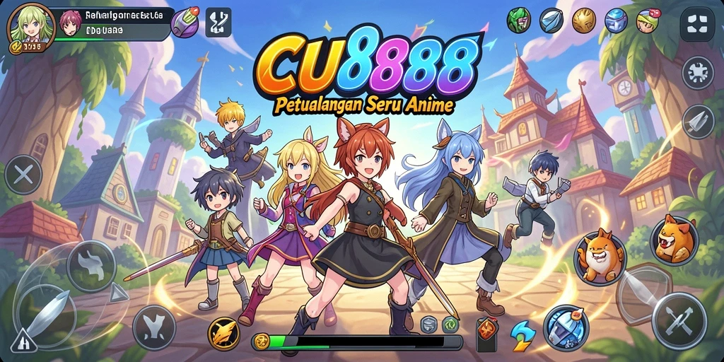 Tampilan gameplay CU888 dengan karakter anime yang hidup.