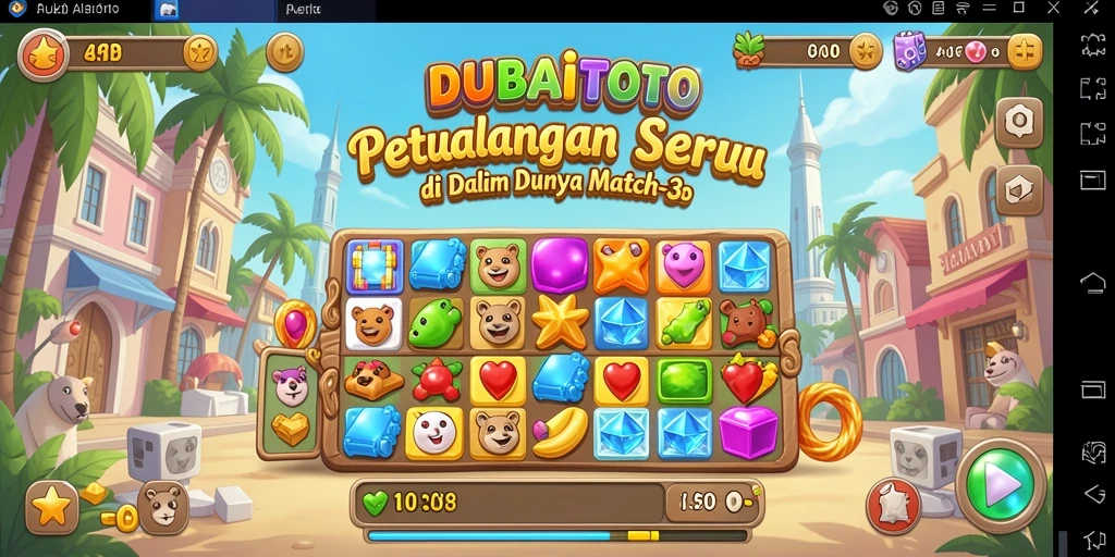 Tampilan gameplay DUBAITOTO dengan level menantang dan karakter unik.