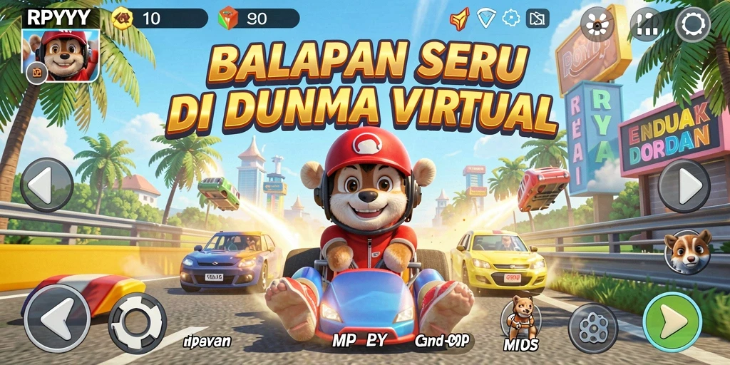Gameplay mendebarkan dari RPYYY saat balapan di trek yang menantang.