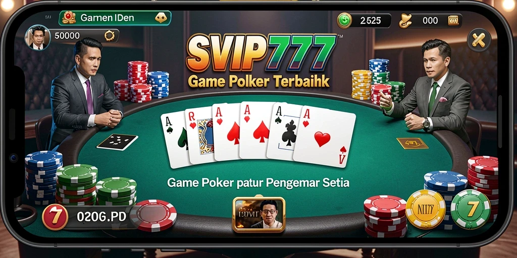 Screenshot gameplay SVIP777 menampilkan aksi poker mendebarkan.